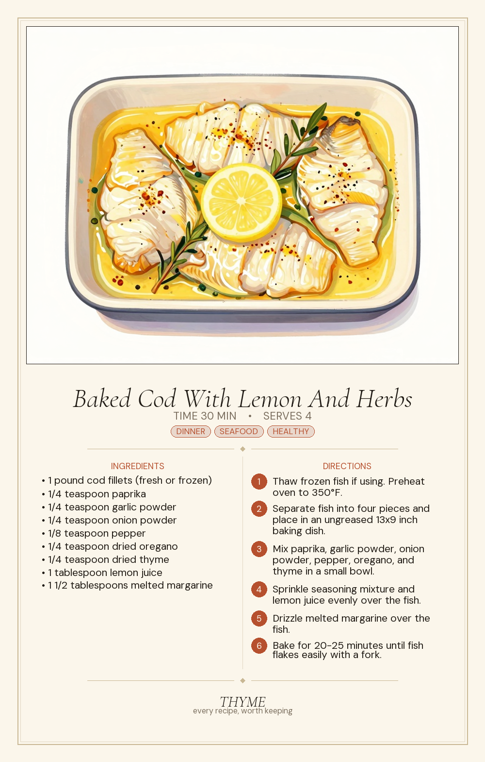 Baked Cod With Lemon And Herbs