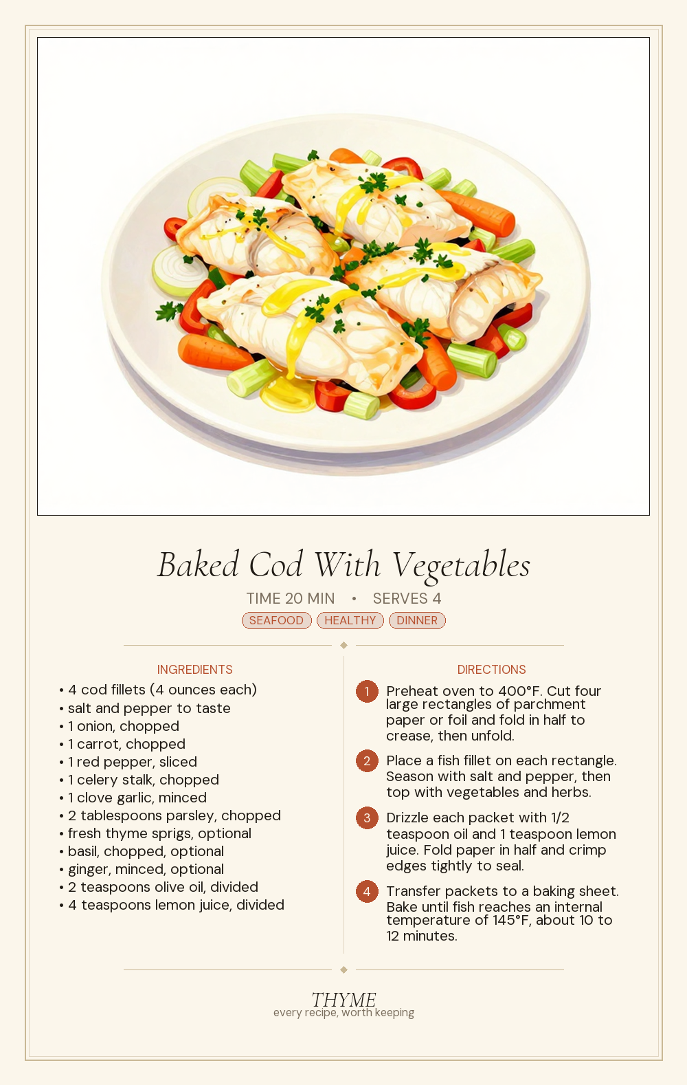 Baked Cod With Vegetables