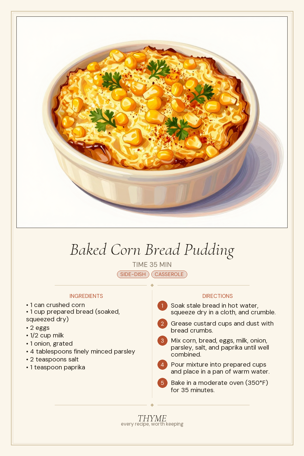 Baked Corn Bread Pudding