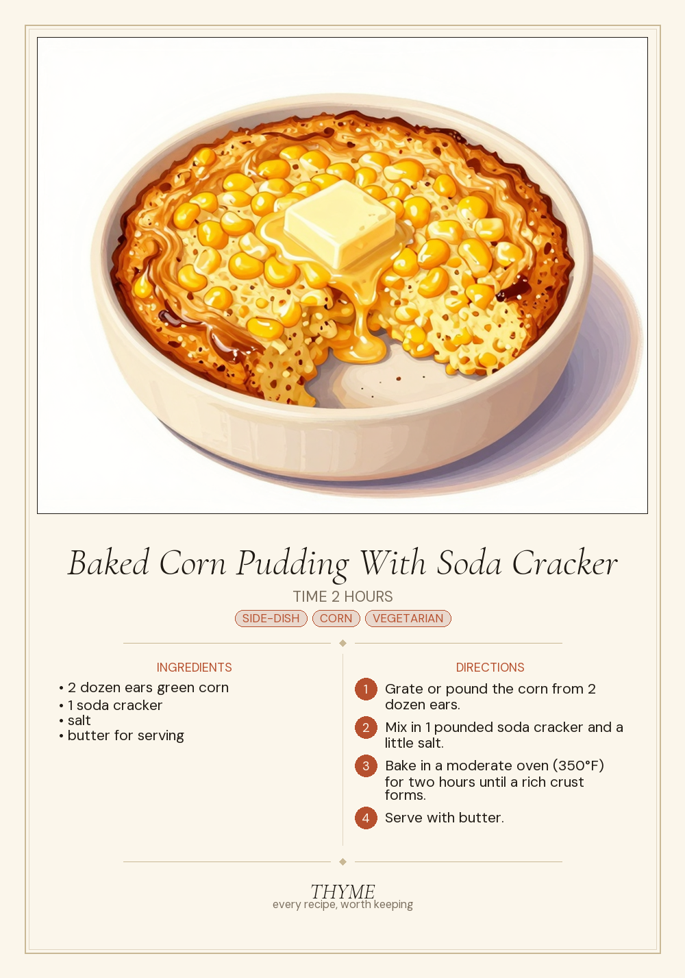 Baked Corn Pudding With Soda Cracker