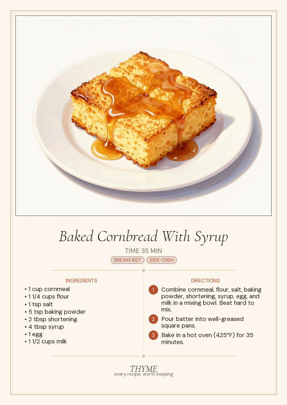 Baked Cornbread With Syrup