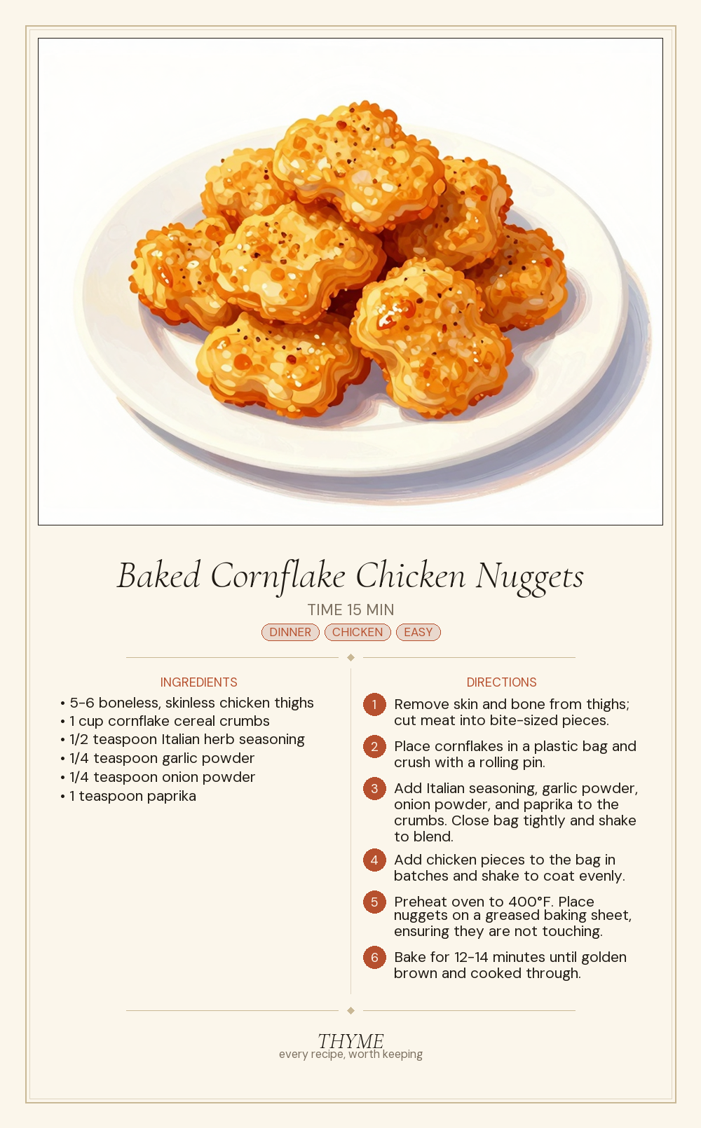 Baked Cornflake Chicken Nuggets