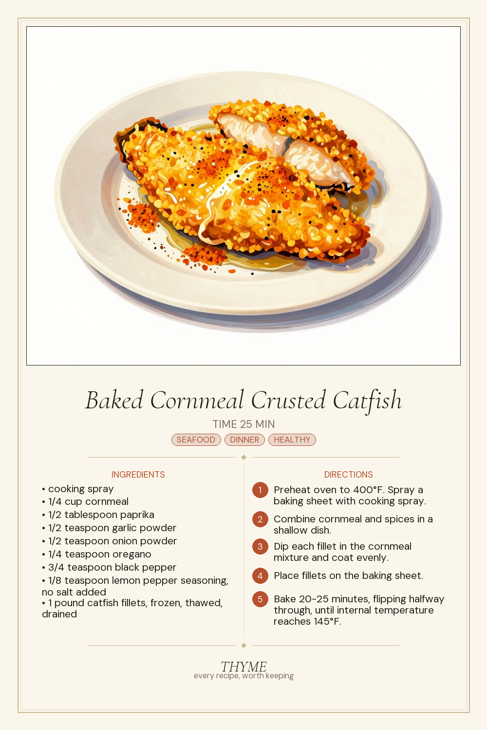 Baked Cornmeal Crusted Catfish