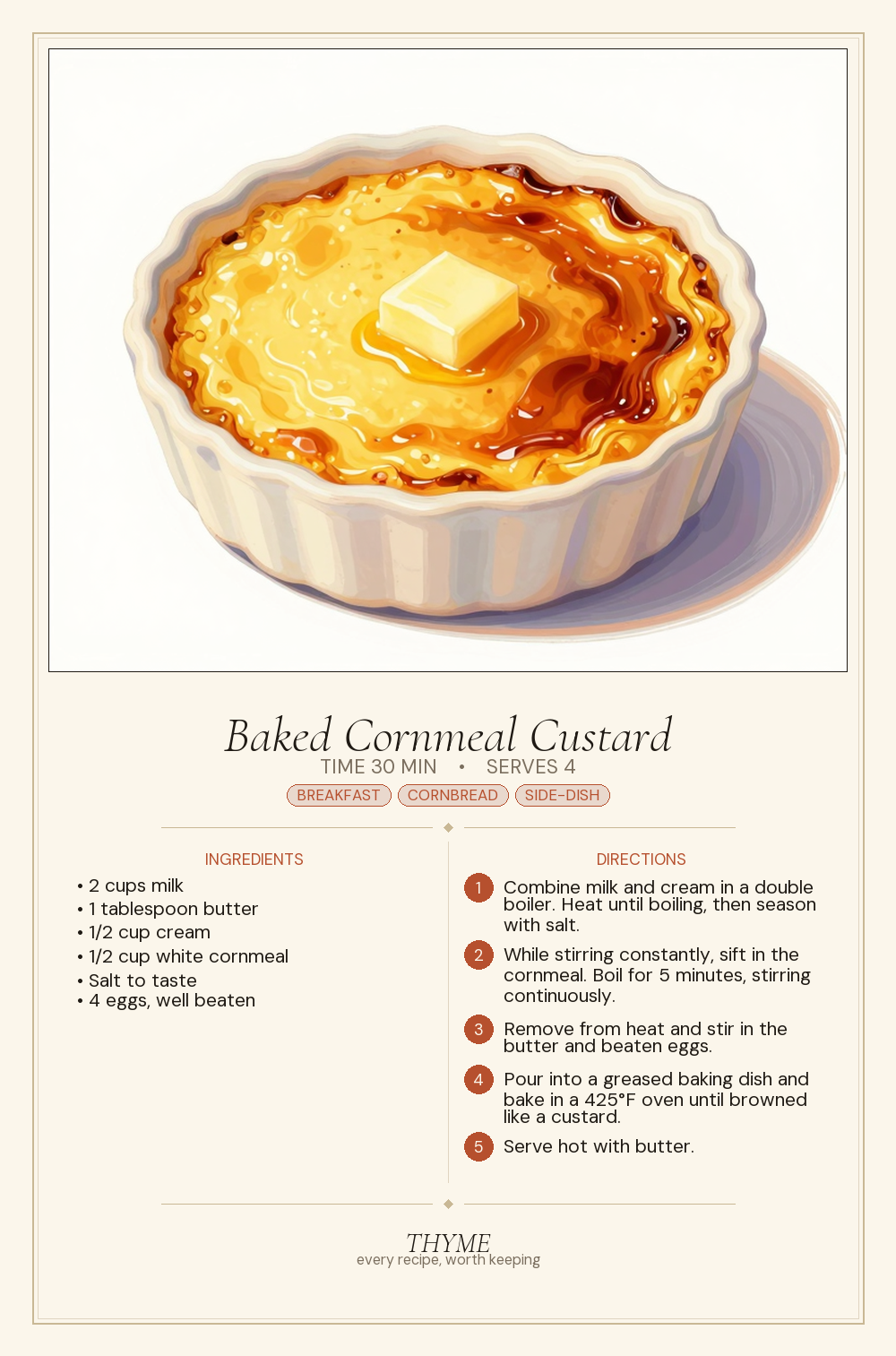 Baked Cornmeal Custard