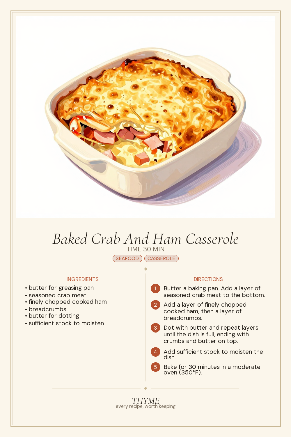 Baked Crab And Ham Casserole