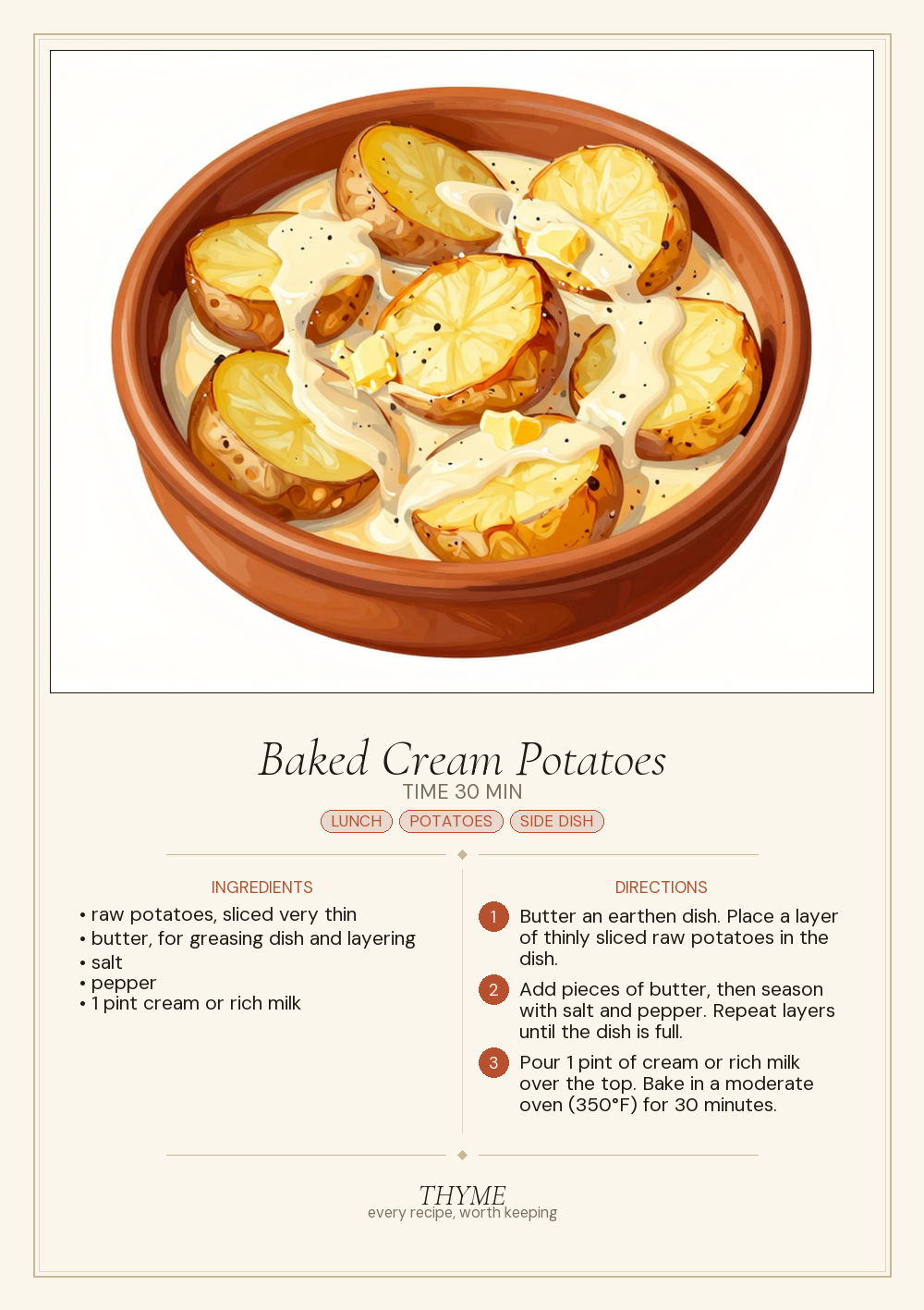 Baked Cream Potatoes