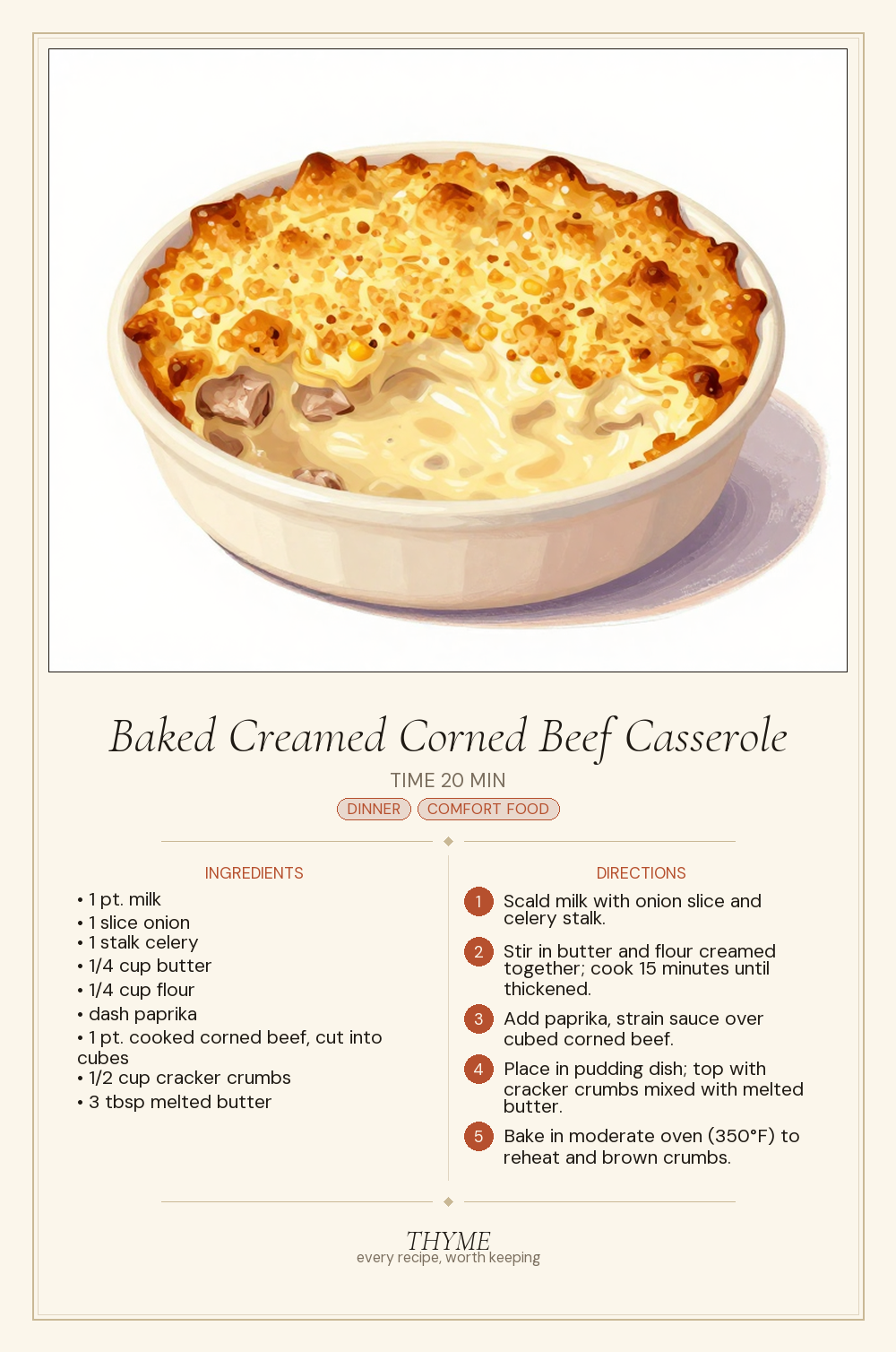 Baked Creamed Corned Beef Casserole