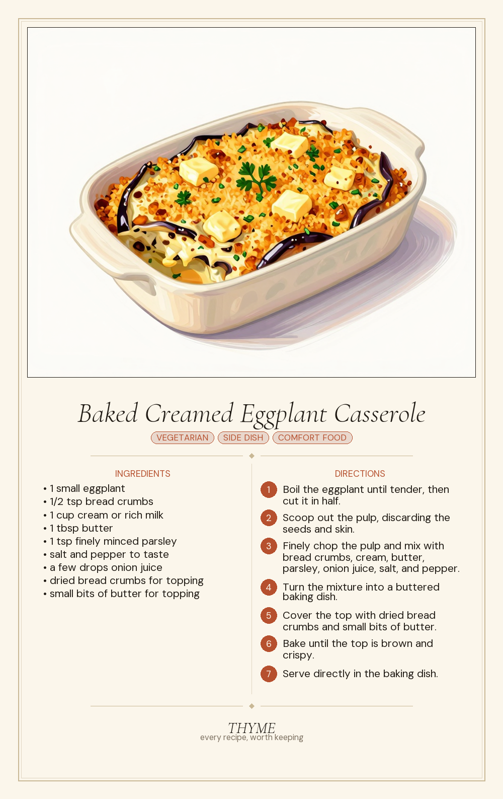Baked Creamed Eggplant Casserole
