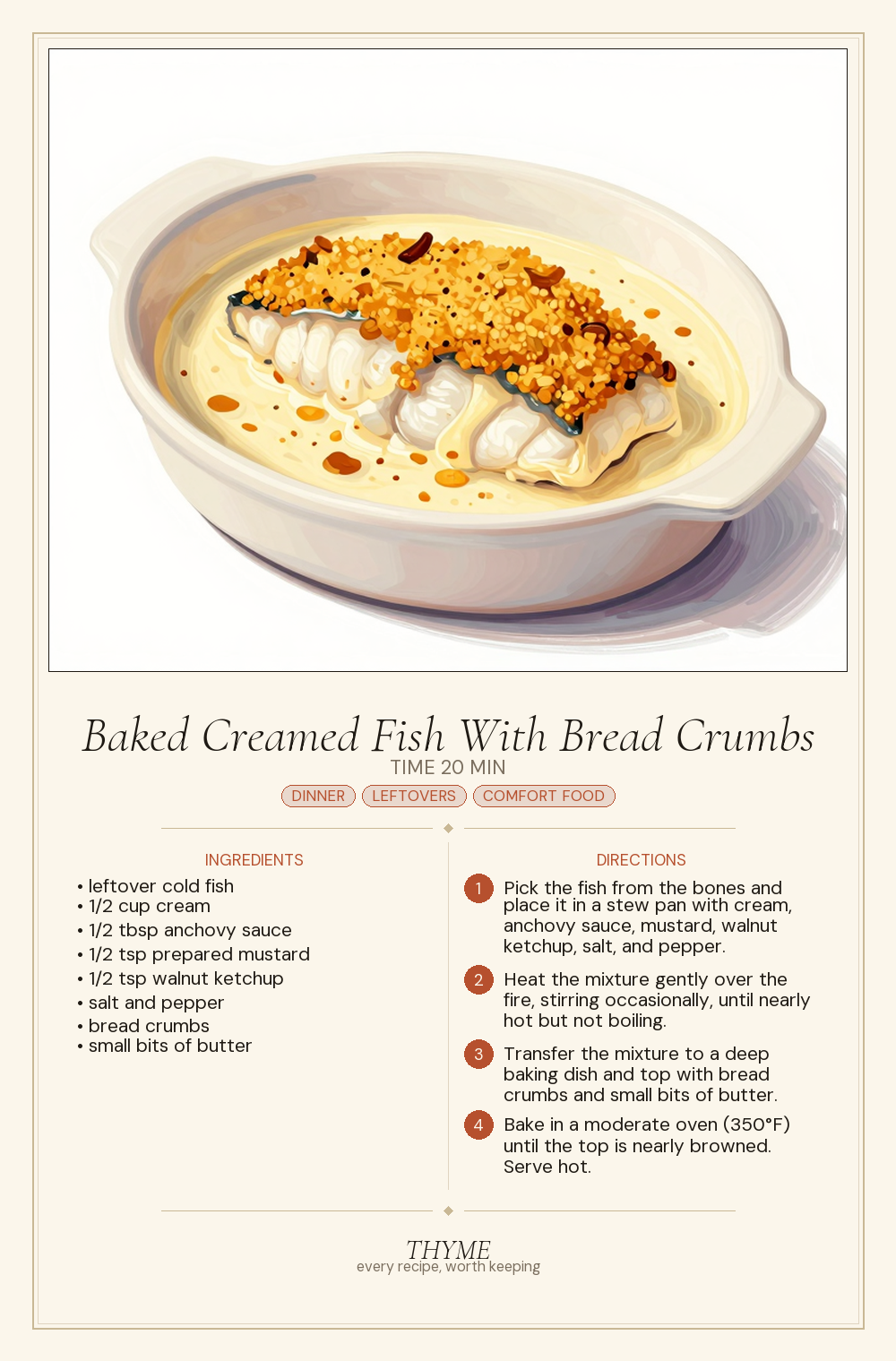 Baked Creamed Fish With Bread Crumbs