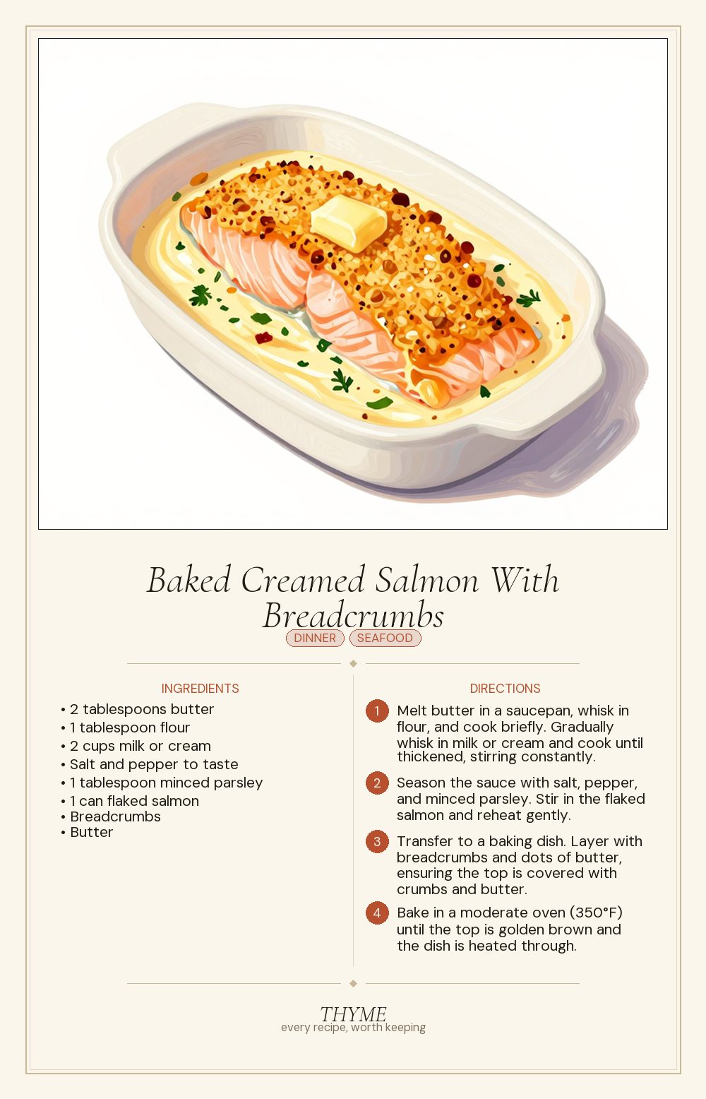 Baked Creamed Salmon With Breadcrumbs