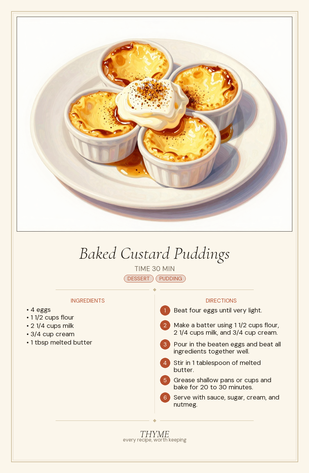 Baked Custard Puddings
