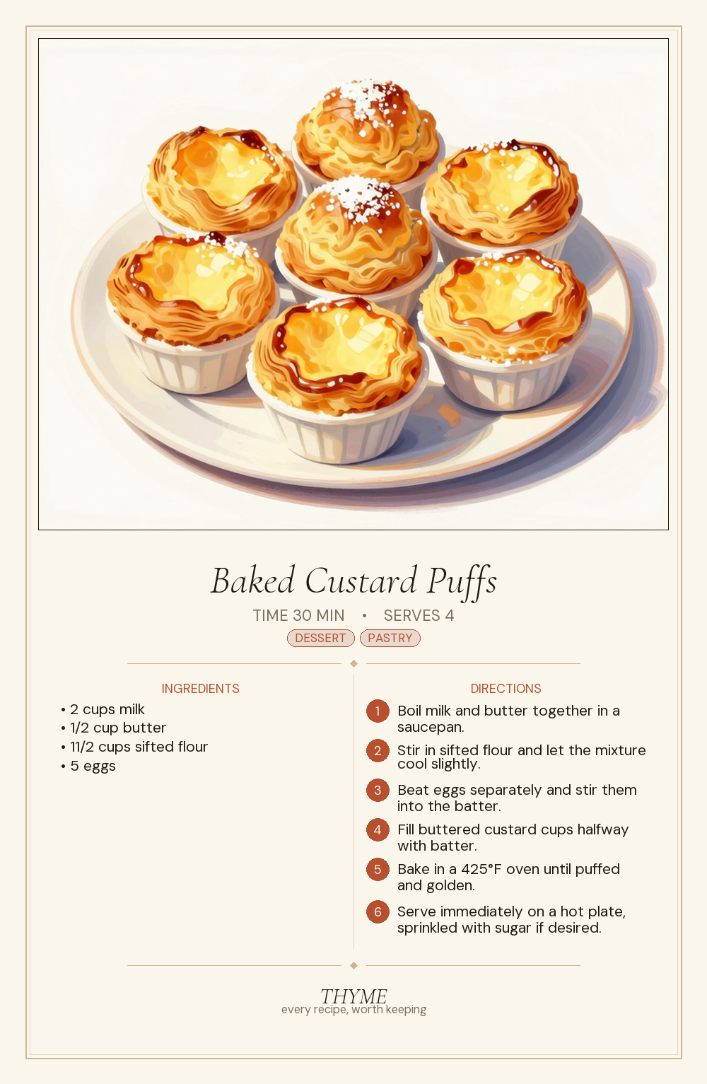 Baked Custard Puffs