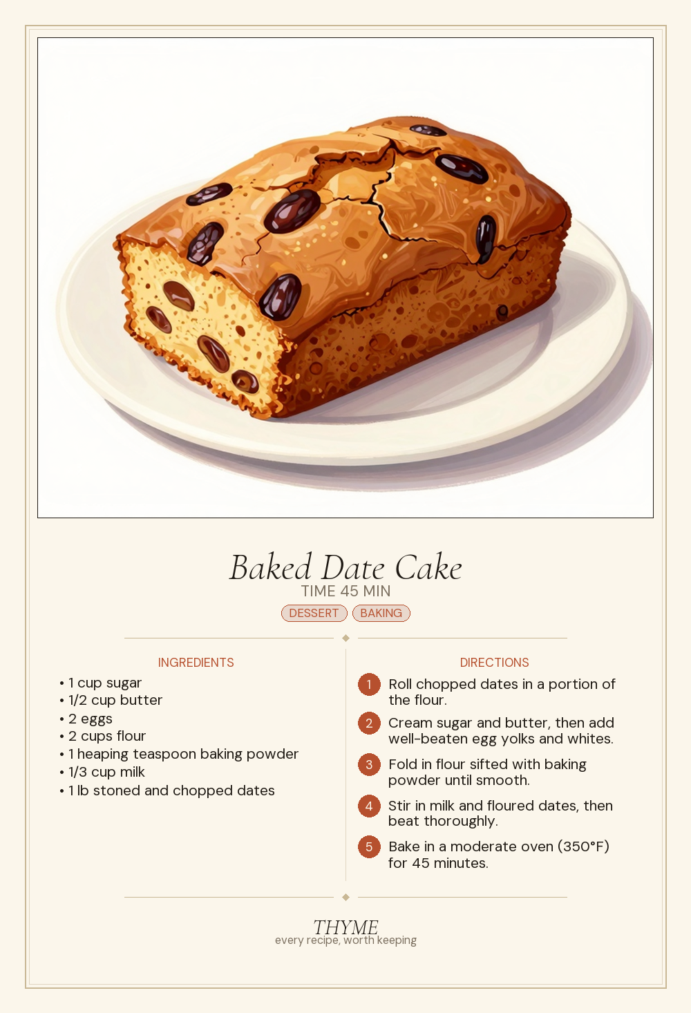 Baked Date Cake
