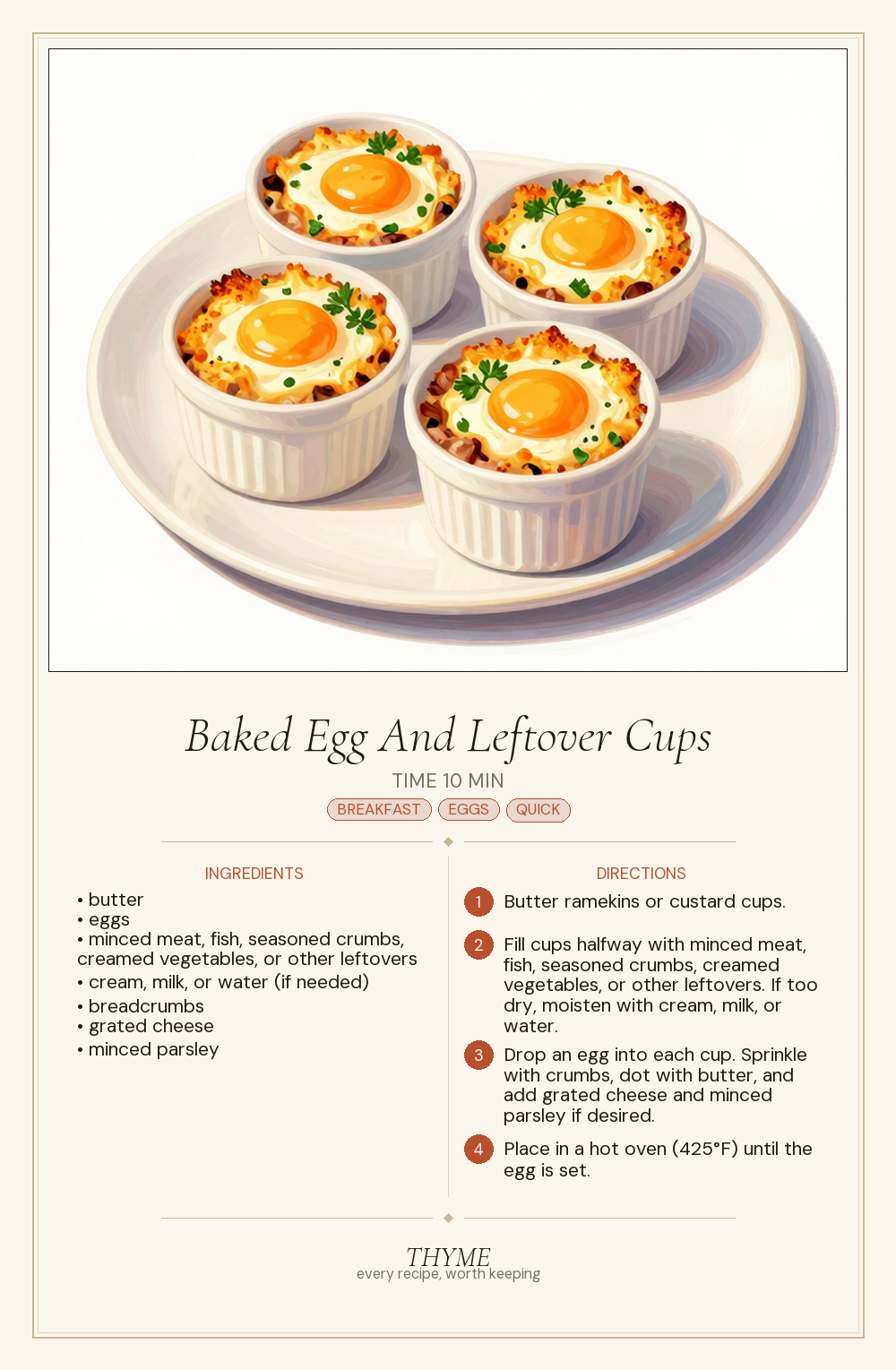 Baked Egg And Leftover Cups
