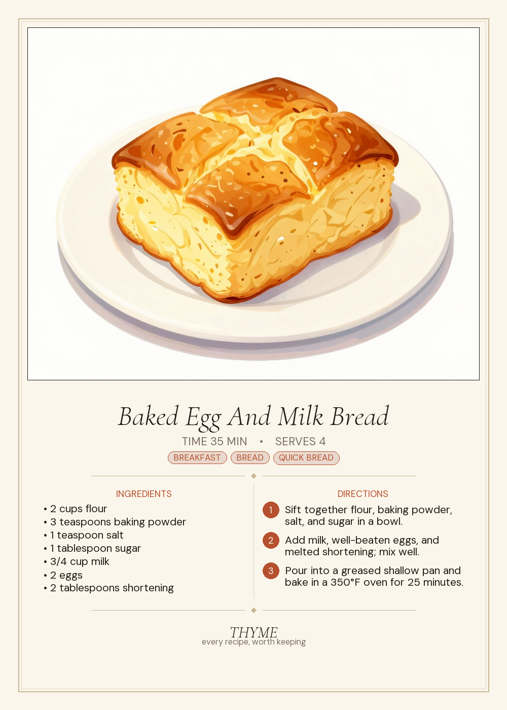 Baked Egg And Milk Bread