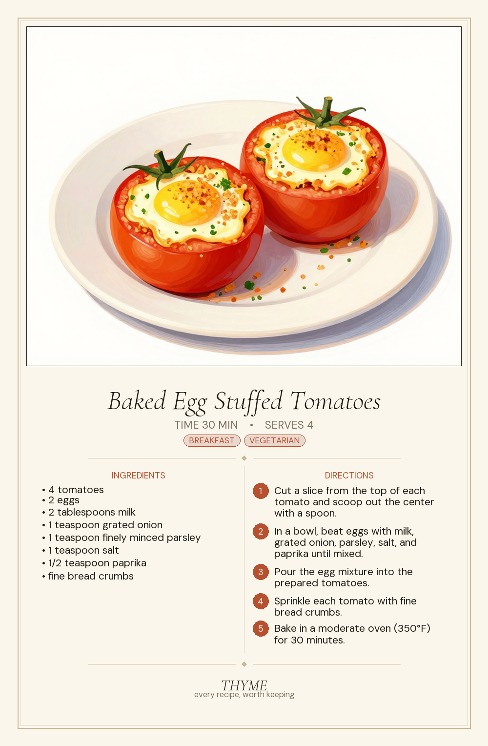 Baked Egg Stuffed Tomatoes
