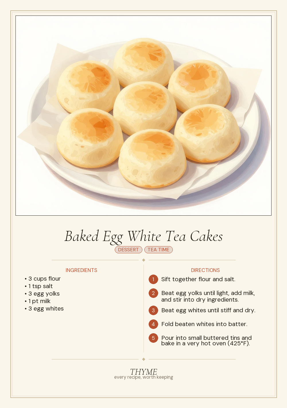 Baked Egg White Tea Cakes