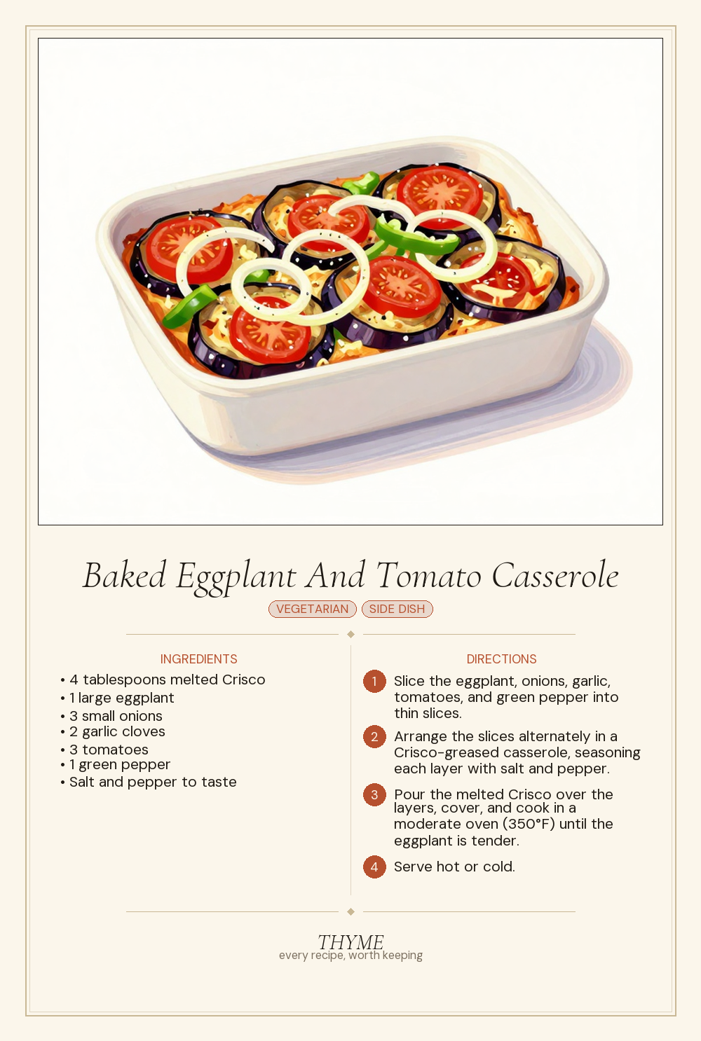 Baked Eggplant And Tomato Casserole