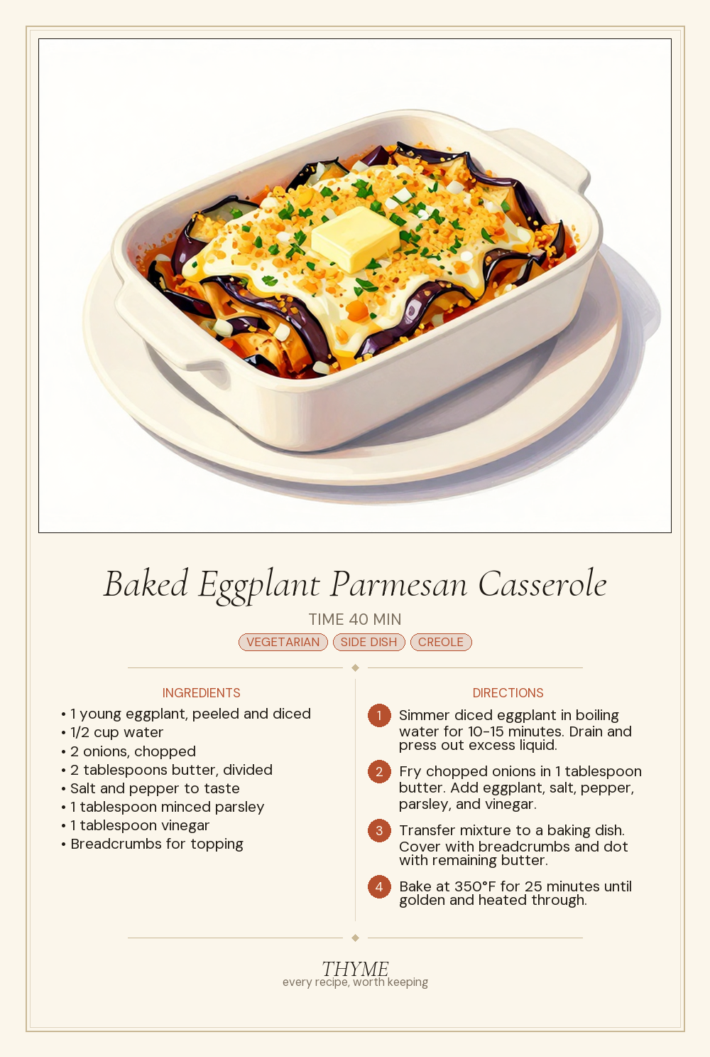 Baked Eggplant Parmesan Casserole