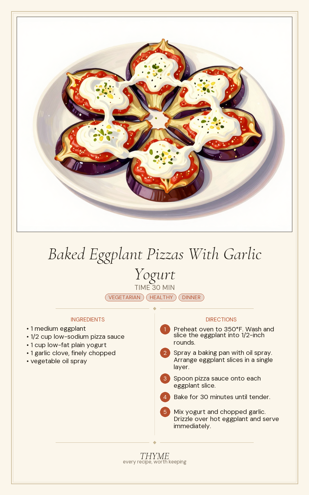 Baked Eggplant Pizzas With Garlic Yogurt