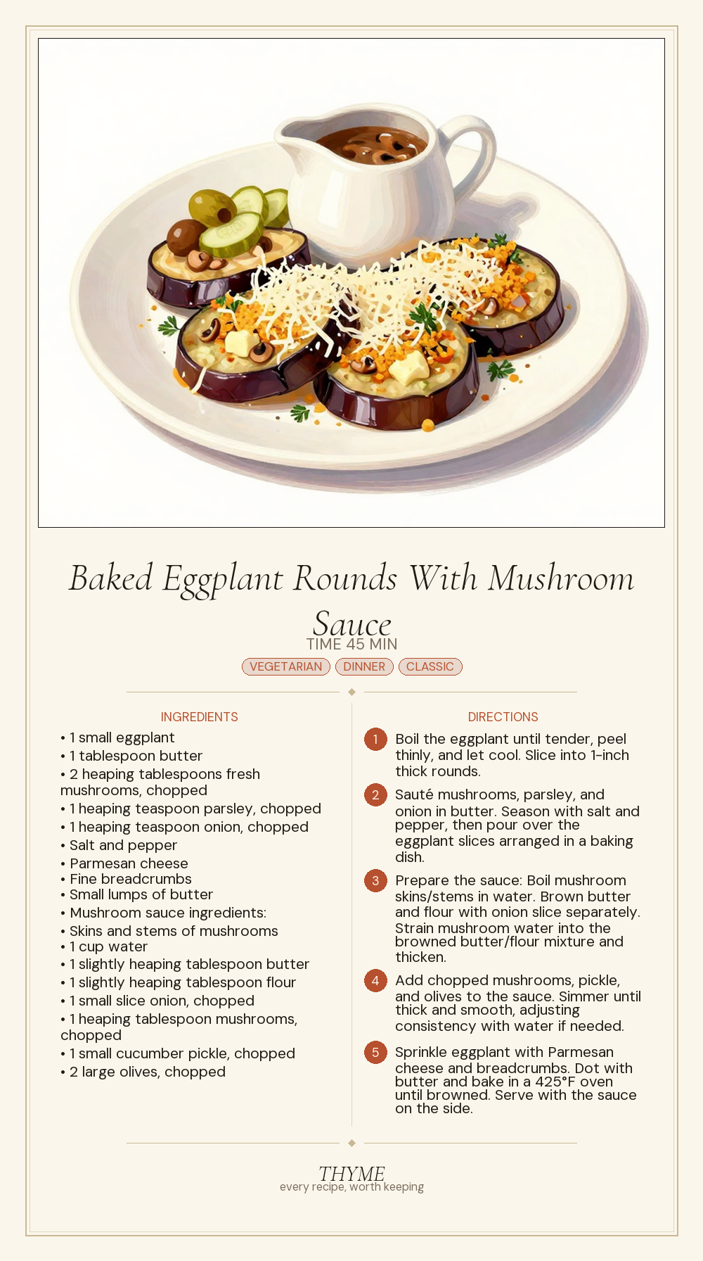 Baked Eggplant Rounds With Mushroom Sauce
