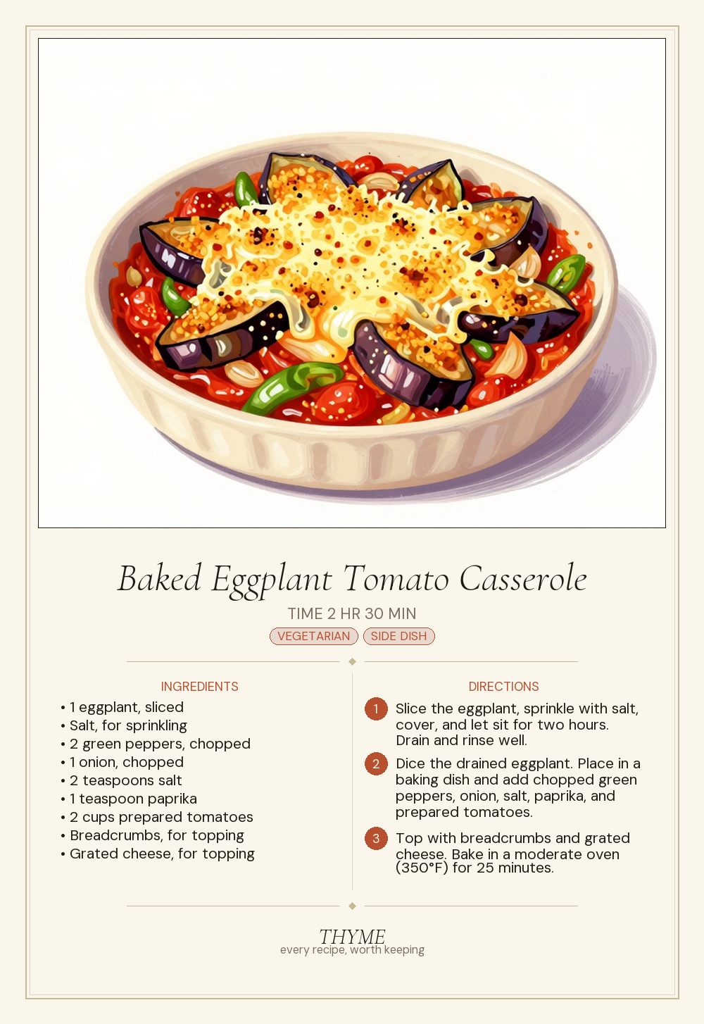 Baked Eggplant Tomato Casserole