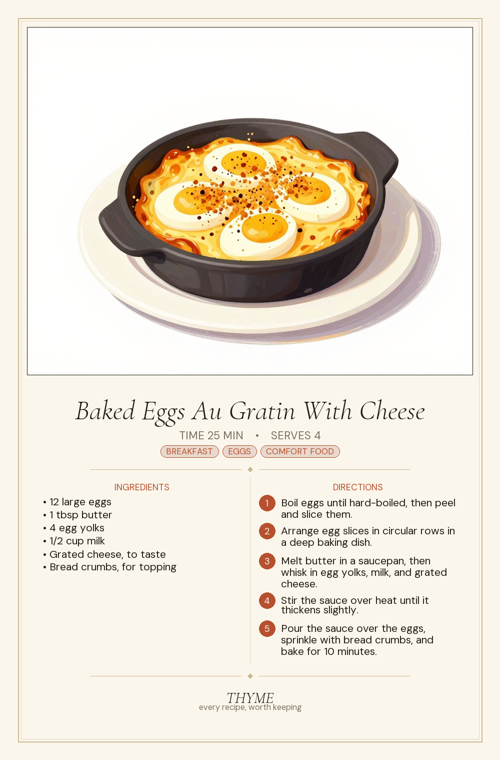 Baked Eggs Au Gratin With Cheese