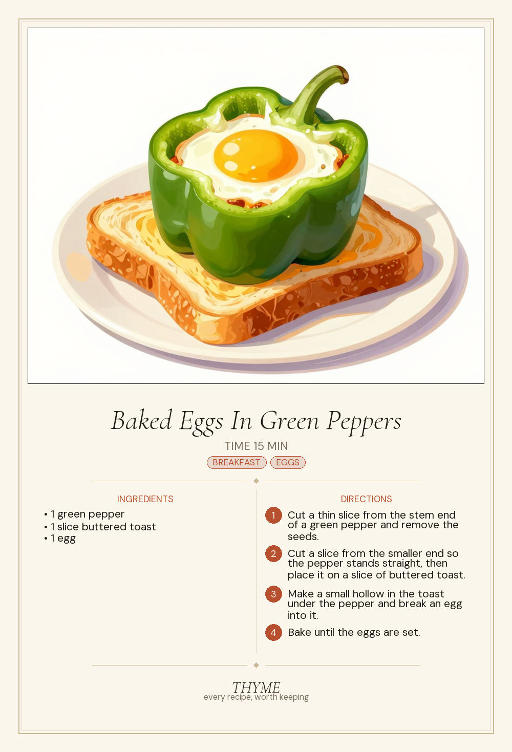 Baked Eggs In Green Peppers