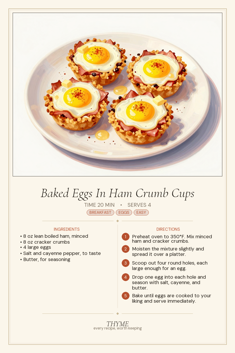 Baked Eggs In Ham Crumb Cups