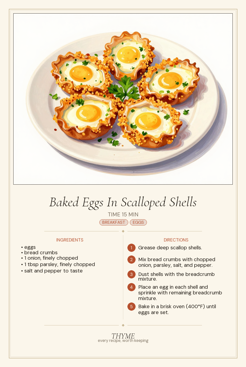 Baked Eggs In Scalloped Shells