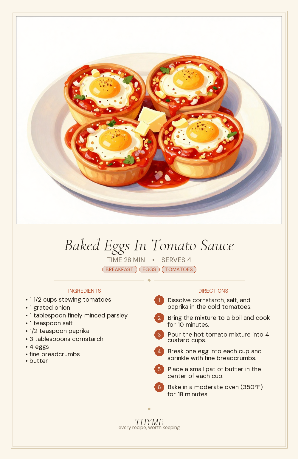 Baked Eggs In Tomato Sauce
