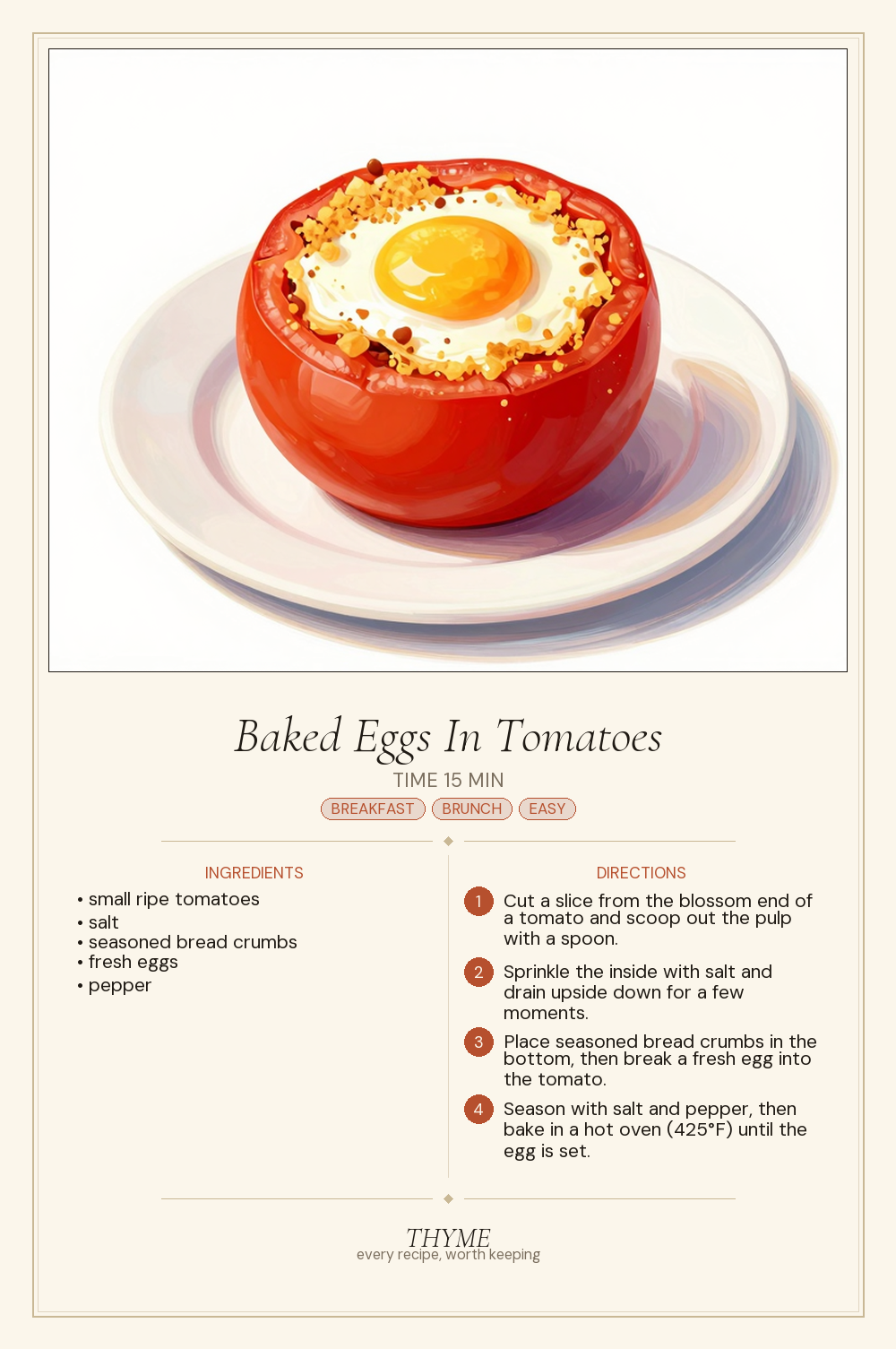 Baked Eggs In Tomatoes