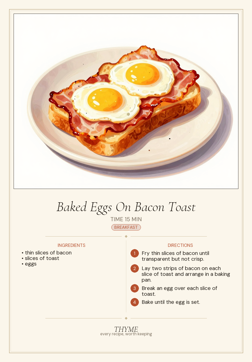 Baked Eggs On Bacon Toast