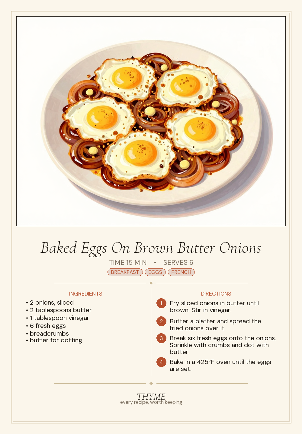 Baked Eggs On Brown Butter Onions