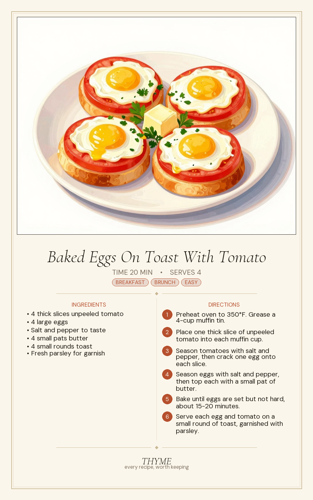 Baked Eggs On Toast With Tomato