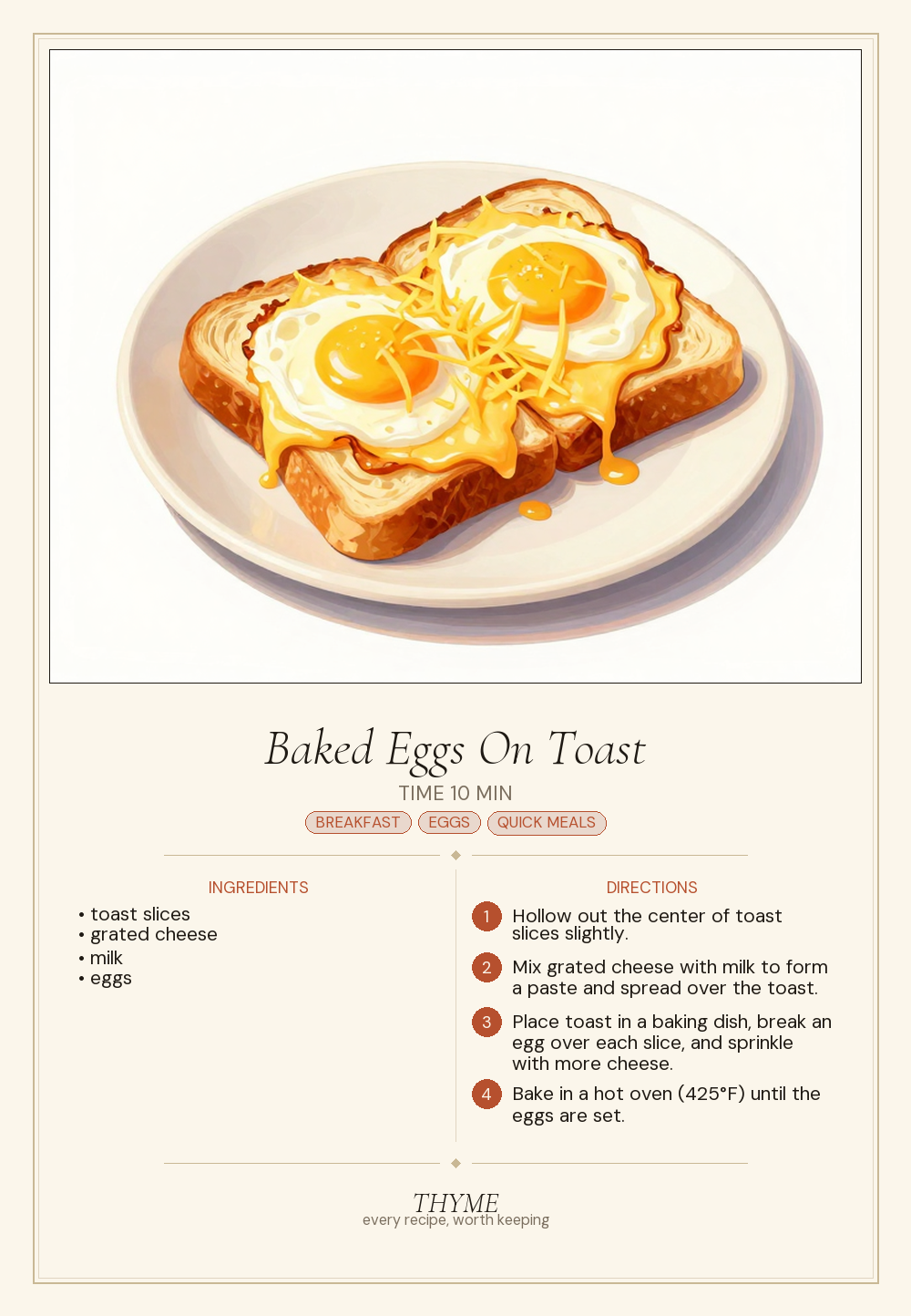 Baked Eggs On Toast