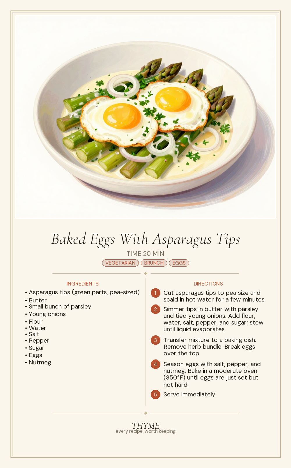 Baked Eggs With Asparagus Tips
