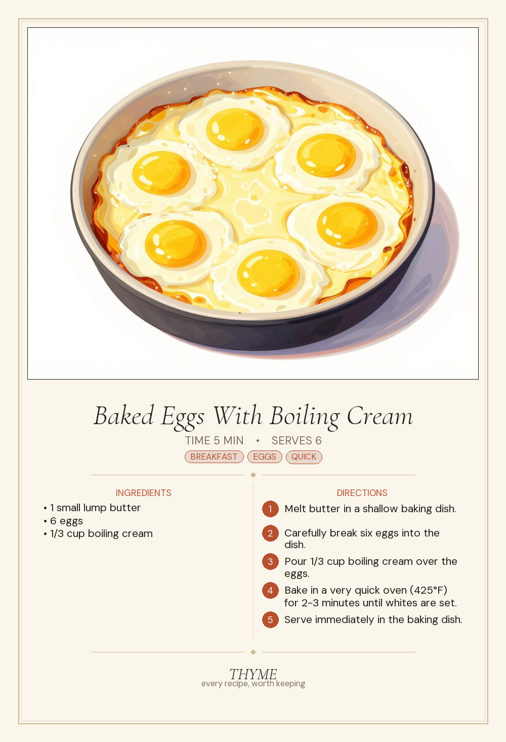 Baked Eggs With Boiling Cream
