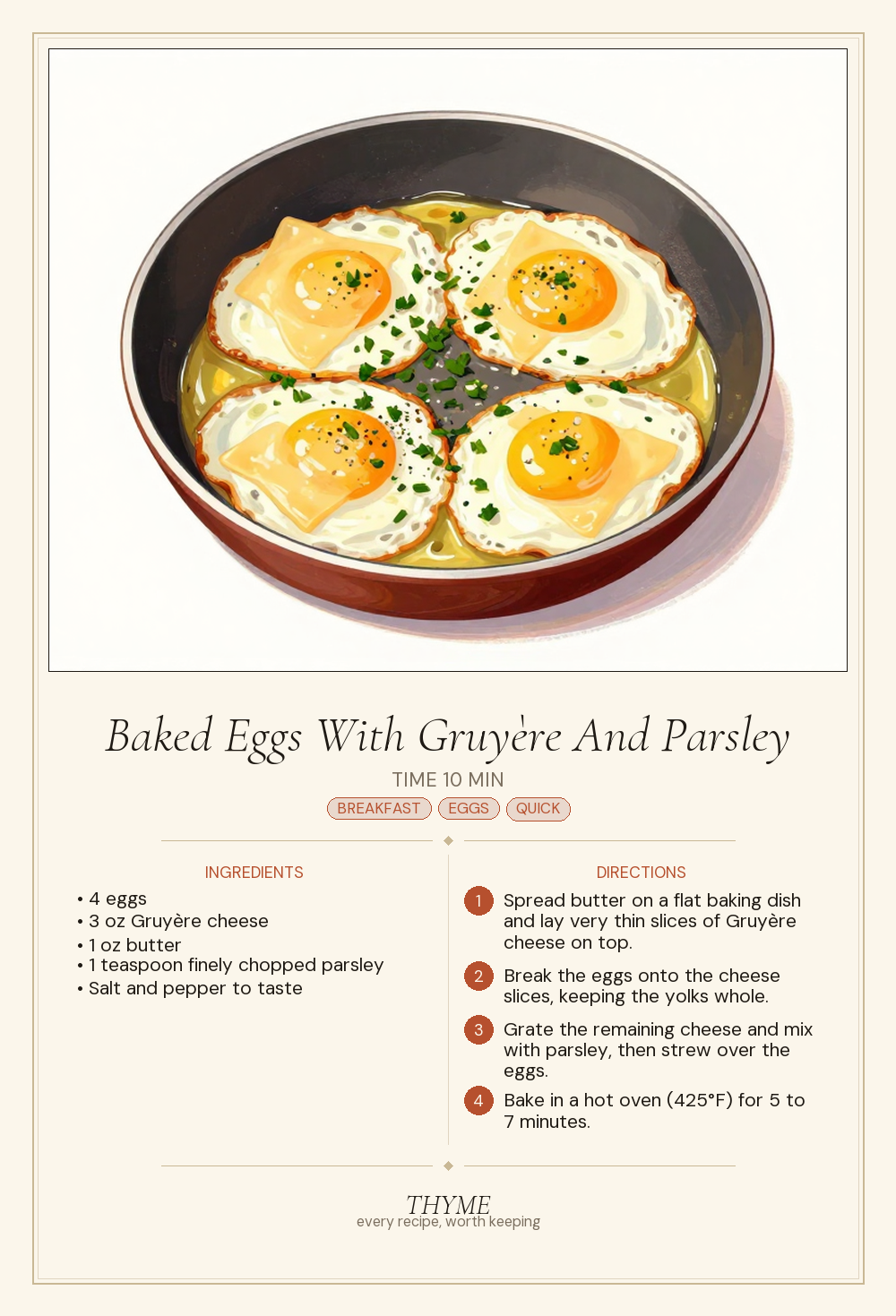 Baked Eggs With Gruyère And Parsley