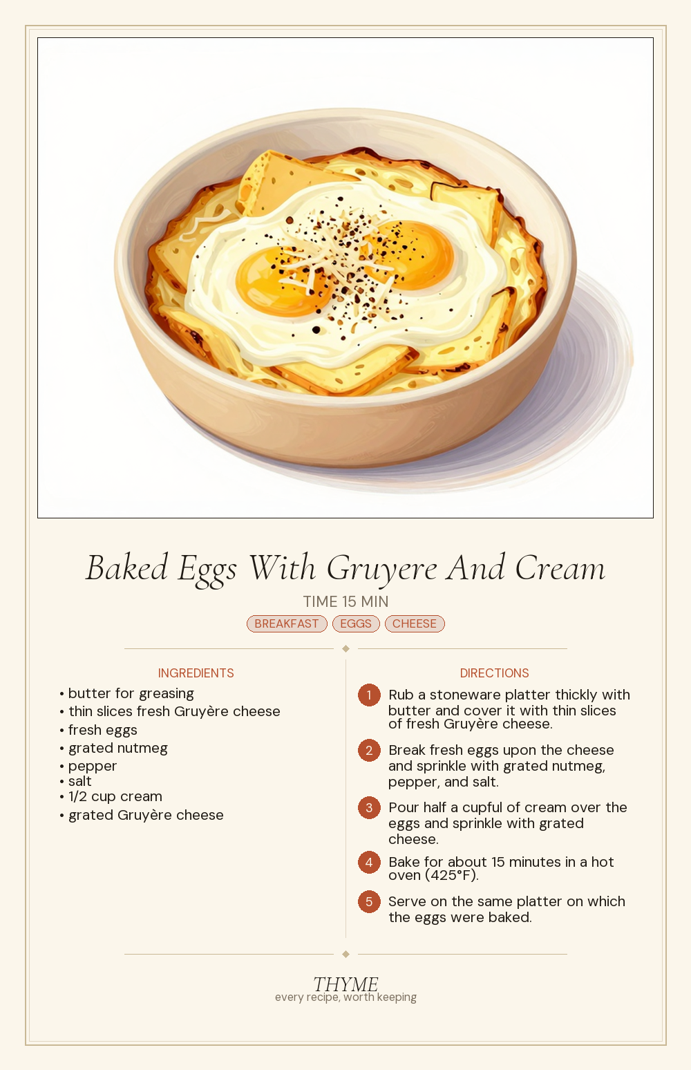 Baked Eggs With Gruyere And Cream