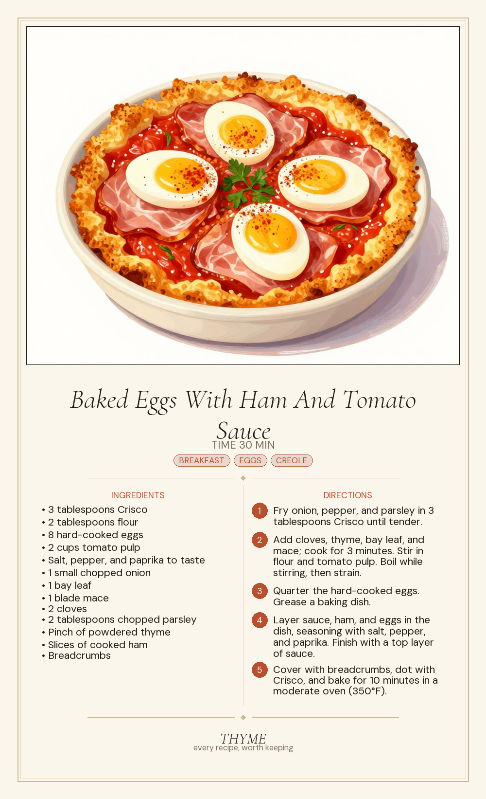 Baked Eggs With Ham And Tomato Sauce