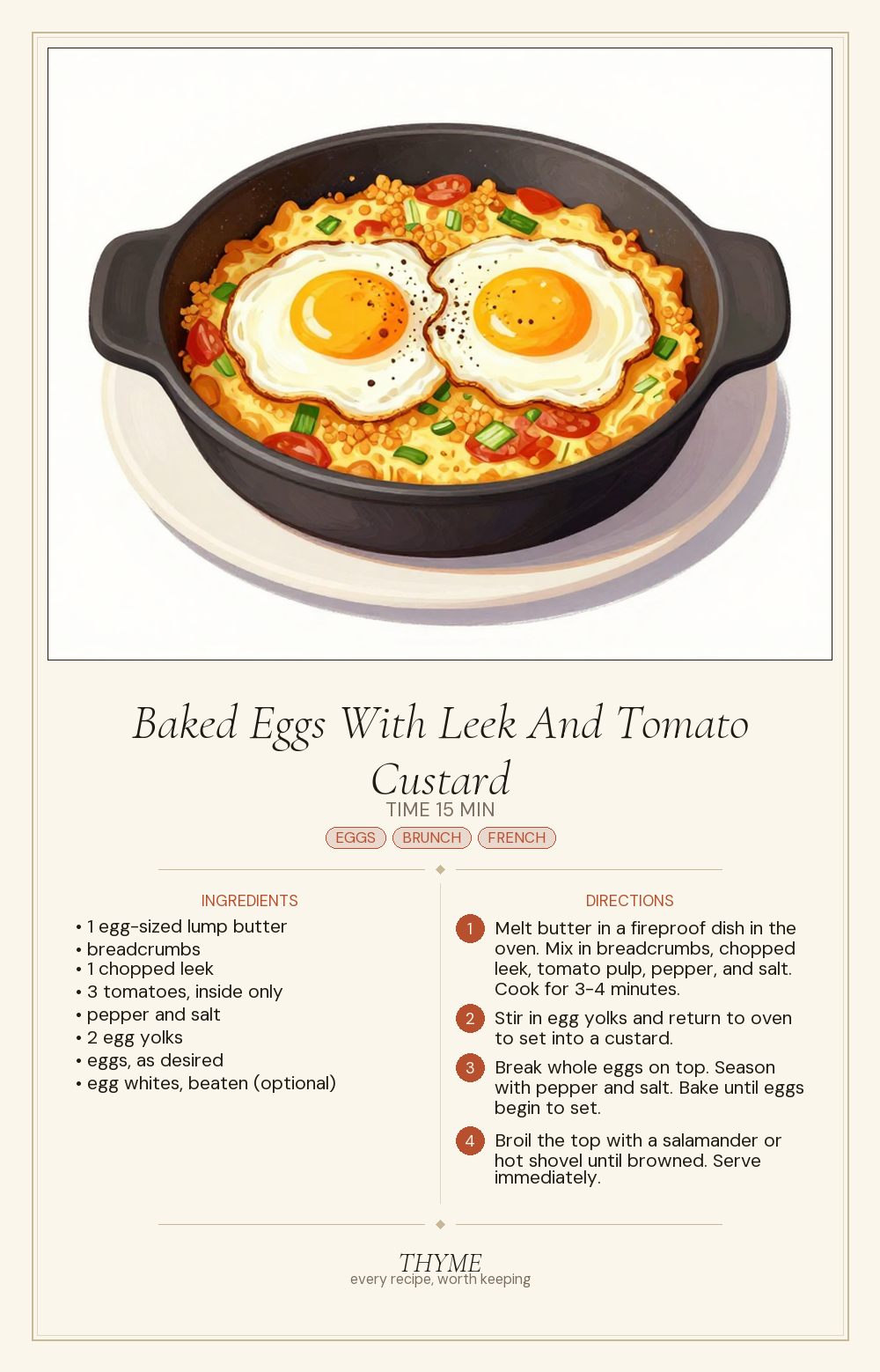 Baked Eggs With Leek And Tomato Custard