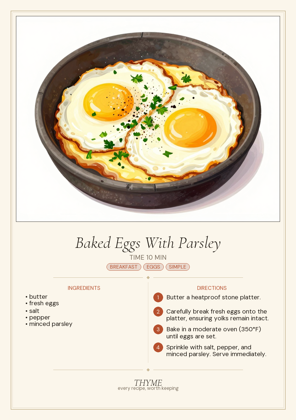 Baked Eggs With Parsley