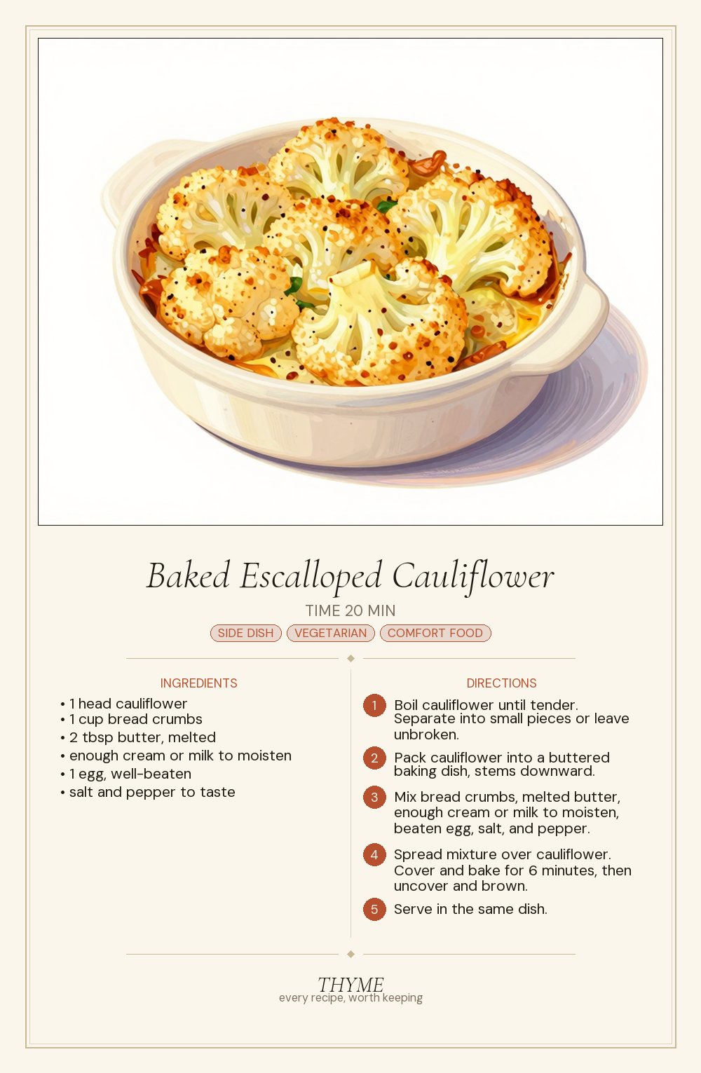 Baked Escalloped Cauliflower
