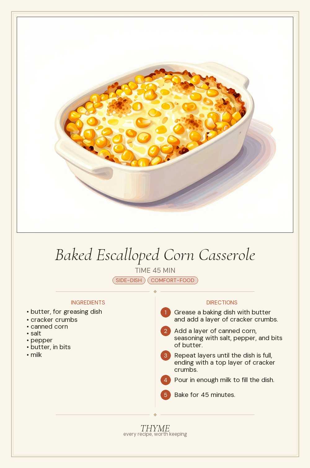 Baked Escalloped Corn Casserole