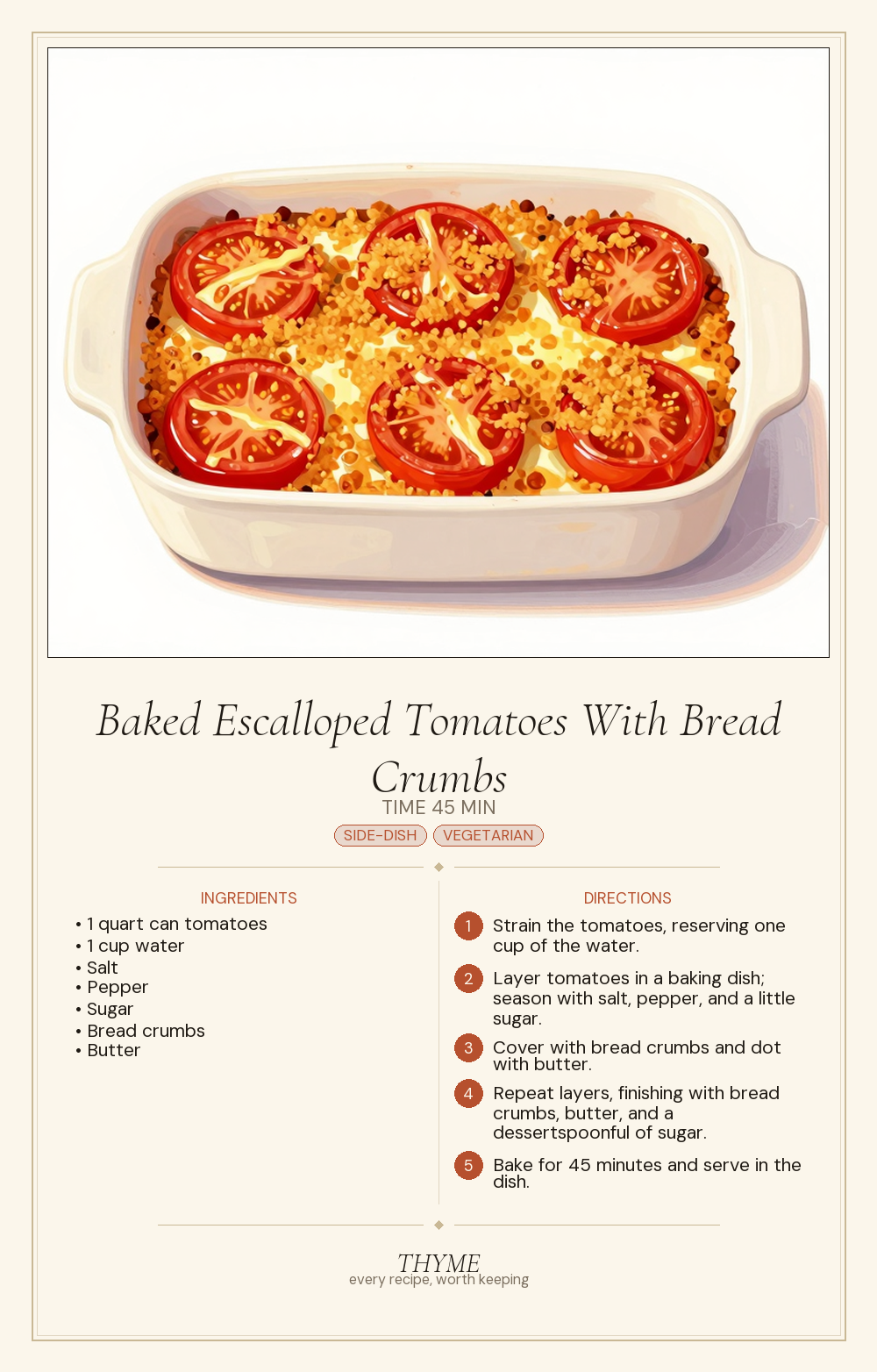 Baked Escalloped Tomatoes With Bread Crumbs