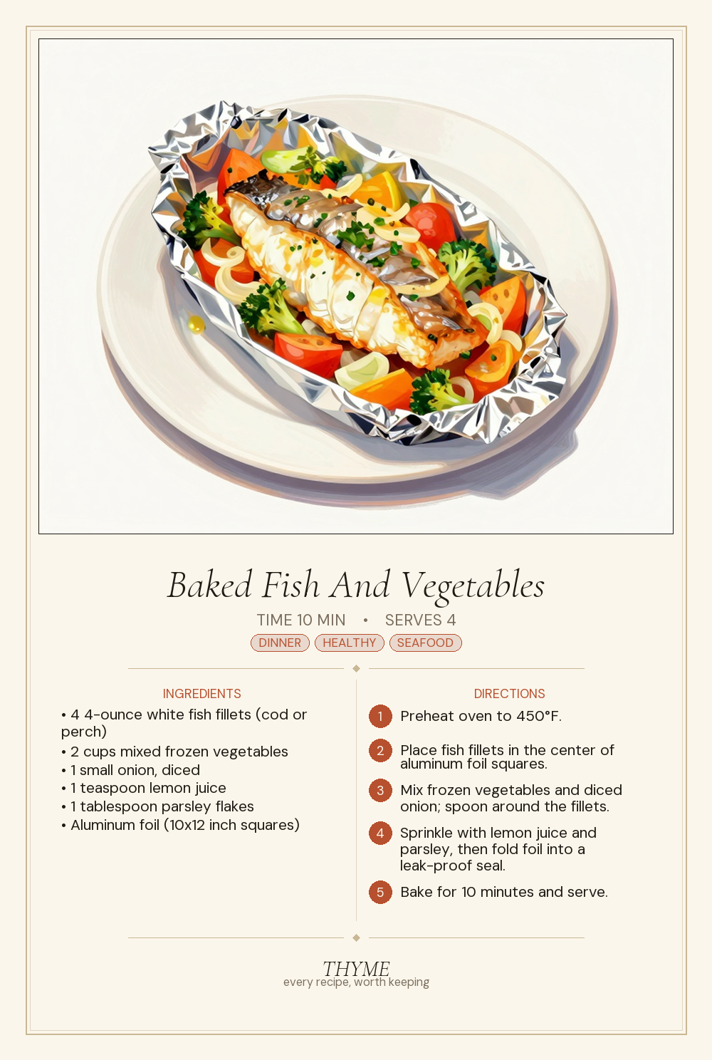 Baked Fish And Vegetables