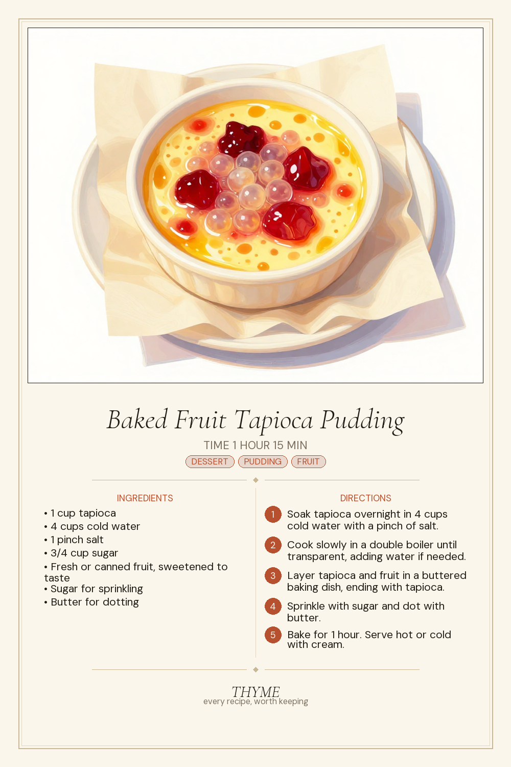 Baked Fruit Tapioca Pudding