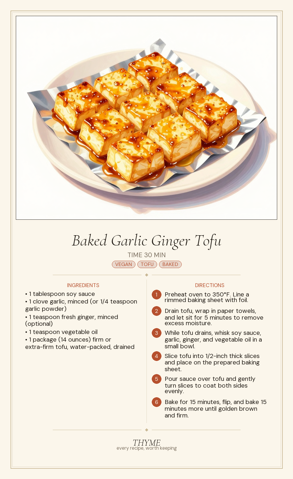 Baked Garlic Ginger Tofu