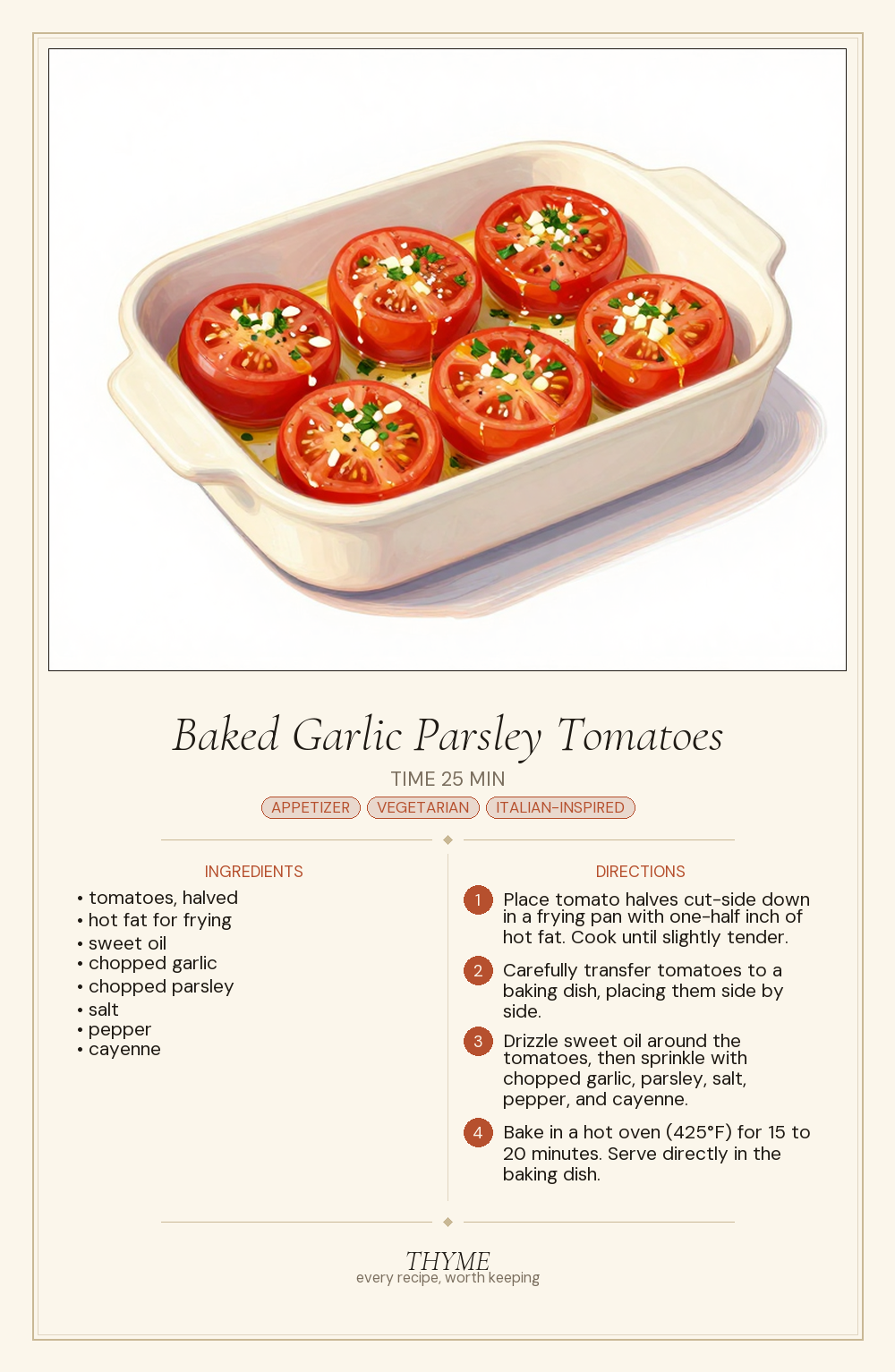 Baked Garlic Parsley Tomatoes
